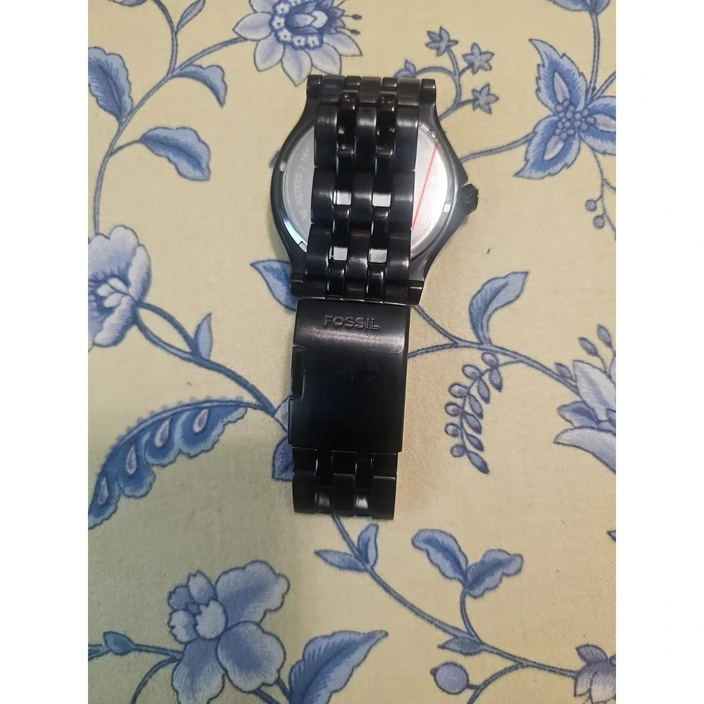 Large Fossil Arkitekt FS-4223 Men's Black Bracelet Watch Needs Battery